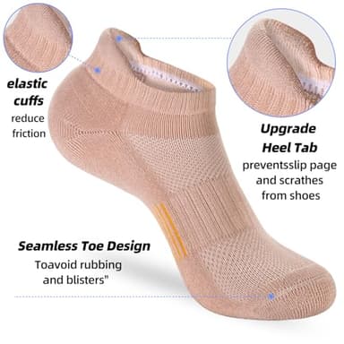 ATBITER Womens Ankle Socks 6 Pairs Cushioned Running Athletic No Show Socks With Tab - Image 4