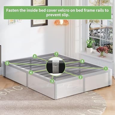 Upcanso 16 Inch Cal King Bed Frame with White Skirt Cover, Metal California King Bed Frames with Storage, No Box Spring Needed, Heavy Duty, Easy Assembly, Noise Free, Mattress Foundation - Image 8
