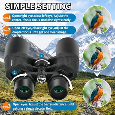 10-30x50 Zoom Binoculars for Adults High Power, Low Light Night Vision, BAK4 Prism with FMC Lens, Waterpoof, HD Professional Binoculars for Bird Watching, Hunting, Outdoor, Hiking - Image 2