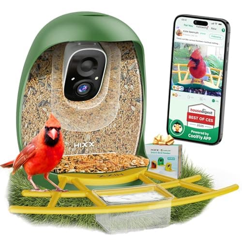 HIXX Smart Bird Feeder with Camera, Lifetime Free AI Bird Species Recognition, Solar-Powered Video Birds Feeder for Outdoors with HD Camera, Mounts Anywhere (Green) - Image 1