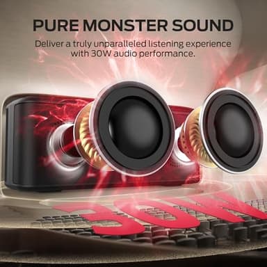Monster Shock Plus Bluetooth Speaker, Portable Speaker with 30W Loud Stereo Sound, Bluetooth 5.4, TWS Pairing, 15H Playtime, Support AUX/TF Card, IPX6 Waterproof Wireless Speakers for Outdoor, Home - Image 2