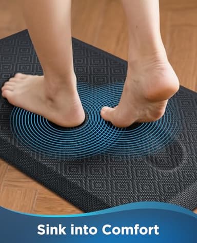 Ophanie Kitchen Mats for Floor, 3/4 Inch Thick Kitchen Rugs, 24 x 70 Anti Fatigue Standing Cushioned Mat, Waterproof,Comfort Ergonomic Mat for Office, Home, Sink, Black Non-Slip Bottom - Image 2