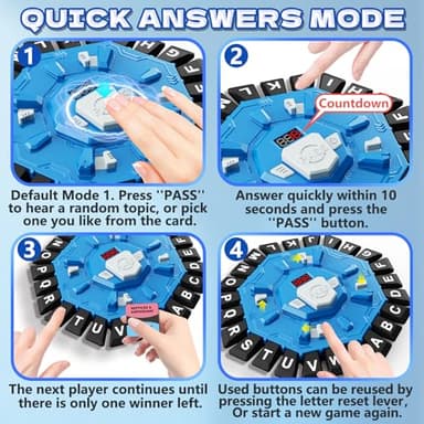 Resflycheng Word Game Family Board Game with Digital Display Timer and 2 Categories Modes Fun Fast-Paced 24-Letter Game for Learning Party Interactive (Blue) - Image 5