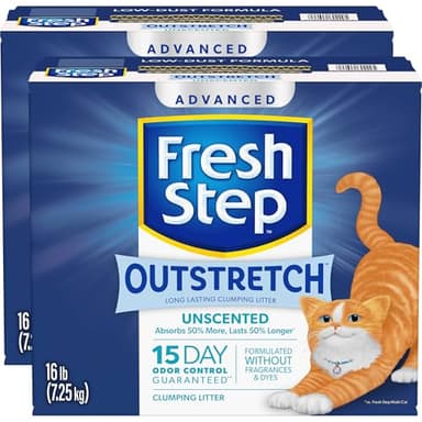 Fresh Step Outstretch Advanced Long Lasting Clumping Litter Simply Unscented, Activated Charcoal Litter Lasts 50% Longer, 32 lbs. (2 x 16 lb. Box) - Image 14