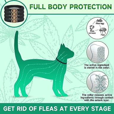 4 Pack Flea Collar for Cats, Cat Flea and Tick Treatment, 8 Months Protection Flea and Tick Prevention for Cats, Waterproof Cat Flea Collar, Adjustable Cat Flea and Tick Collar for Cats Kittens, Black - Image 4