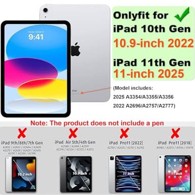 Andnary Case for iPad (A16) 11th Generation 11 inch 2025/10th Generation 10.9 inch 2022, Heavy Duty Shockproof Cover with 360° Rotating Handle/Bracket/Pen Holder/Shoulder Strap (Navy+Green) - Image 2