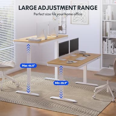 FLEXISPOT 55" Electric Standing Desk with Drawers, Quick Assembly Home Office Sit Stand Desk with Storage, USB Charging, Computer Desk for Home Office (Maple Top + White Adjustable Frame, Comhar) - Image 7