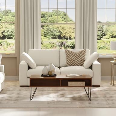 SIMPLIHOME Charlie Sofa in 100% Recycled Polyester Tightly Woven Performance Fabric, Cream, 78-inches Wide, Handcrafted Contemporary Style Loveseat Sofa or Couch for Living Room - Image 2