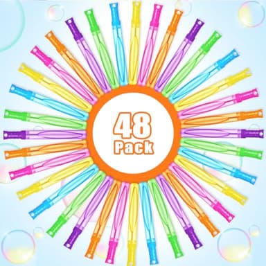 Bubble Wand, 48 Pcs Bubble Wands Bulk in 6 Colors, Bubble Party Favors for Kids, Summer Toys, Indoor Outdoor Activity, Themed Birthday, Wedding, for Girls & Boys - Image 3