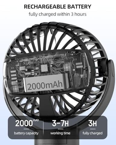 TUNISE Stroller Fan: Rechargeable with TYPE-C Port, 4000mAh, 360° Rotatable, 3-Speed, Flexible Tripod, Clip Anywhere for Baby's Comfort - Durable and Easy to Clean, Black - Image 4