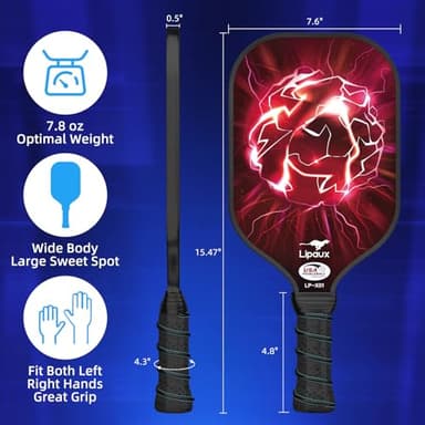 Lipaux Pickleball Paddles Set of 2, USAPA Approved Pickleball Rackets Material with Carbon Fiber, Lightweight Pickleball Paddle Set with 2 Paddles, 4 Balls, 2 Grip Tapes and Carry Bag - Image 7