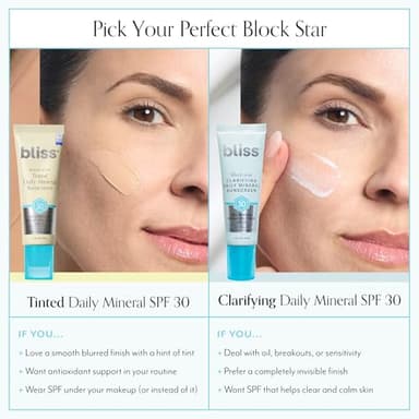 Bliss Block Star SPF 30 Daily Tinted Mineral Sunscreen with Zinc Oxide - All Skin Tones - 100% Mineral Broad Spectrum Sunscreen with Titanium Dioxide & Antioxidant Blend- 1.4 fl oz. - Image 9