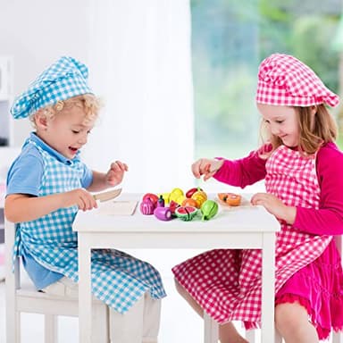 FUN LITTLE TOYS 35PCS Wooden Play Food for Kids Kitchen, Pretend Cutting Food Toys with Wooden Tray, Dishes and Knife for Kids, Pretend Play Food for Christmas Birthday Gifts - Image 7