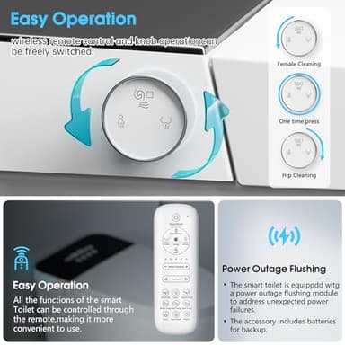 LOUPUSUO Tankless Smart Toilet with Warm Water Sprayer & Dryer, Smart Bidet Toilet with Foot Sensor Operation, Heated Bidet Seat, Auto Smart Toilet with LED Display for Bathrooms - Image 2