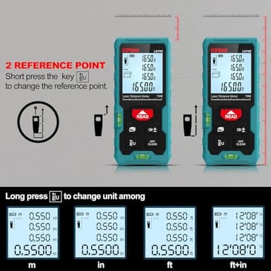 Kiprim Laser Distance Measure High Accuracy 229ft LD70E Laser Tape Measure 70M Compact Laser Measurement Tool with Larger Backlit LCD Display,ft/m/in Switching,Bubble Level - Image 3