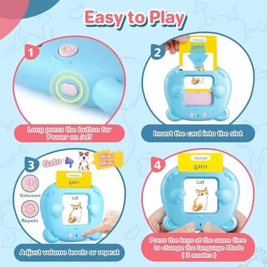 Spanish & English Talking Flash Cards for Toddler, Bilingual Flash Cards Learning Montessori Toys with 224 Sight Words, Speech Therapy Toys for Children Sensory Preschool Education - Image 6