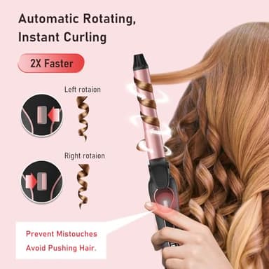 MESCOMB Rotating Curling Iron 1 Inch - Automatic Hair Curler Dual Voltage for All Hair Type, Fast & Effortless Auto Curling Wand with Fast Heating LCD Display 250°F-450°F for Lasting Beach Waves - Image 2