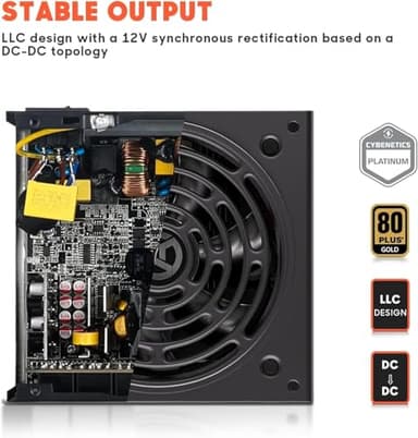 ARESGAME AGT Series 1000W Power Supply, 80+ Gold Certified, Fully Modular, FDB Fan, Compact 140mm Size, 10 Year Warranty, ATX Gaming Power Supply - Image 3