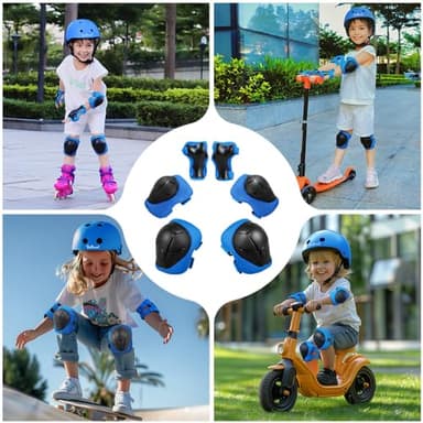 Besttravel Kids Helmet and Pads Set, Toddler Adjustable Toddler Bike Helmet Age 5 and Older Boys Girls Multi-Sports Safety (Blue with Pads) - Image 2