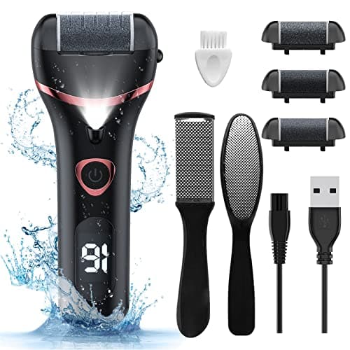 Electric Foot Callus Remover, Rechargeable Portable Electronic Foot File Pedicure Kits, Waterproof Foot Scrubber File, Professional Pedicure Tools, Foot Care for Dead Skin Ideal Gift, 3 Rollers - Image 1