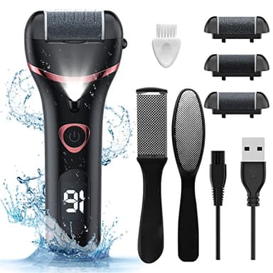 Electric Foot Callus Remover, Rechargeable Portable Electronic Foot File Pedicure Kits, Waterproof Foot Scrubber File, Professional Pedicure Tools, Foot Care for Dead Skin Ideal Gift, 3 Rollers - Image 1
