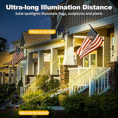 Katipeal Solar Spot Lights Outdoor, 4 Modes/8 Pack Solar Spotlights Waterproof, 180° Adjustable Powered Landscape Lights, Outdoor Solar Lights for Yard Garden Pathway Flag Tree Wall Statue Warm White - Image 5