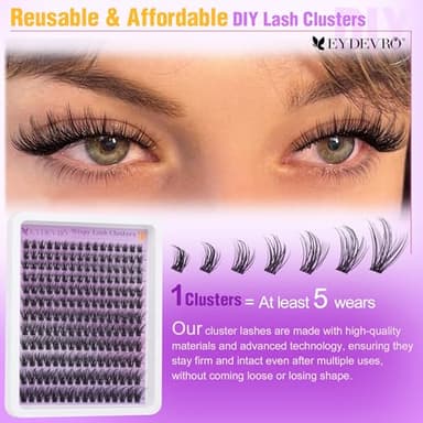 EYDEVRO Wispy Lash Clusters Natural Eyelash Clusters 9-18mm Cluster Eyelash Extensions CD Curvature 192 Pcs Manga Cluster Lashes Individual Lashes DIY Lash Extensions - Image 7