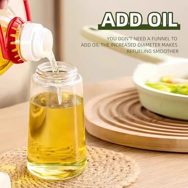 PLAPITATE 2pcs Oil Sprayer for Cooking, 16oz/470ml Oil Dispenser for Kitchen, 2 in 1 Olive Oil Dispenser Bottle for Kitchen Gadgets, Air Fryer, Salad, BBQ (Black, Ivory) - Image 5