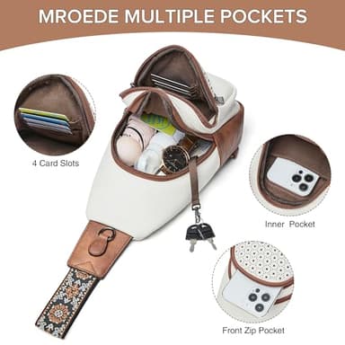 Mroede Crossbody Bags for Women 4-Pockets Sling Bag Fanny Pack Chest Purse Backpack Casual Daypacks Travel Shopping - Image 5