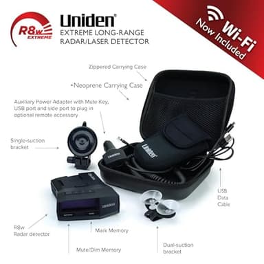 Uniden R8W (New Model) Extreme Long Range Laser/Radar Detector, 360° Awareness, Directional Arrows, Wi-Fi, Bluetooth, GPS, Real-Time Voice Alerts, Red Light & Speed Camera Alerts, R/TACH App - Image 3
