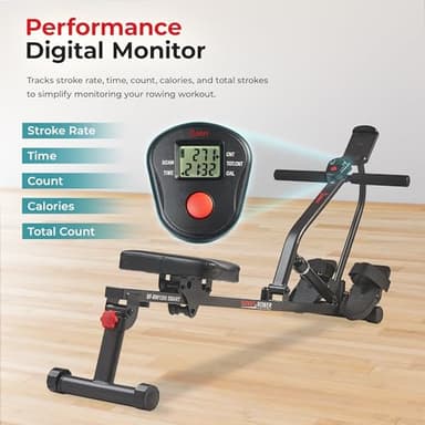 Sunny Health & Fitness Smart Compact Adjustable Rowing Machine, 12 Levels Adjustable Resistance, Complete Body Workout, Connect via Bluetooth with Exclusive SunnyFit App - SF-RW1205SMART - Image 4
