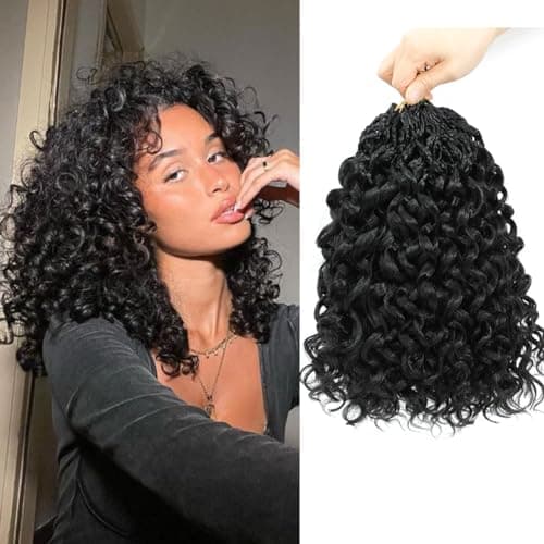 Pre looped Gogo Curl Crochet Hair 12 Inch 8 Packs Pre twisted Short Curly Crochet Hair for Black Women Ocean Wave Braiding Hair Water Wave Deep Braiding Hair (12 inch 1B) - Image 1