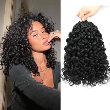 Pre looped Gogo Curl Crochet Hair 12 Inch 8 Packs Pre twisted Short Curly Crochet Hair for Black Women Ocean Wave Braiding Hair Water Wave Deep Braiding Hair (12 inch 1B) - Image 1