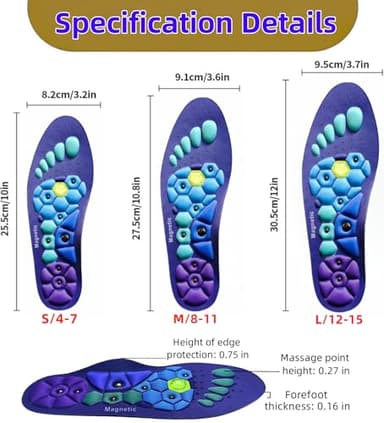Magnetic Insoles for Enhancing Comfort and Support, Foot Massage Insoles with Acupressure, Pressure Point Insoles That Promote Blood Circulation (Blue, M/8-11) - Image 6