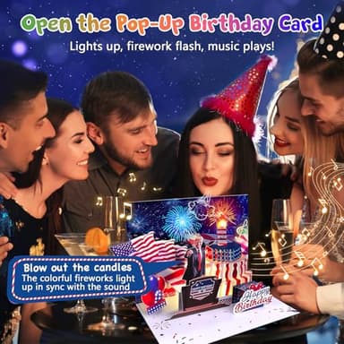 FITMITE Birthday Cards, Happy Birthday Greeting Card with Music, Lights and Blowable Candle (Blue) - Image 5