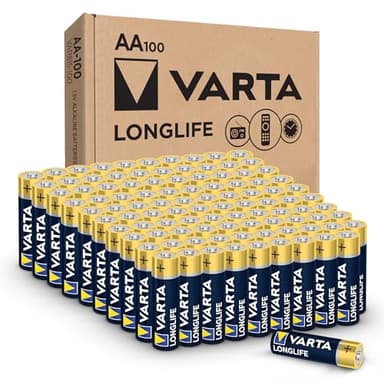 VARTA Longlife AA Batteries (100 Pack), Alkaline Triple A Battery - Image 1