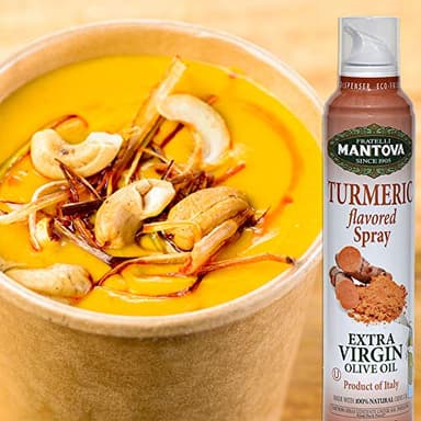 Mantova Turmeric Flavored Extra Virgin Olive Oil Spray, heart-healthy cooking spray perfect for salads, pasta sauces, 100% natural cooking oil made in Italy, olive oil dispenser bottle sprays, drips, or streams with no waste, 8 oz - Image 5