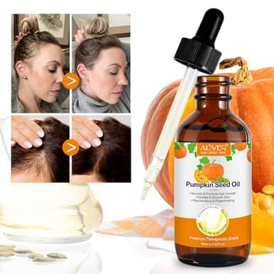 Pumpkin Seed Oil 2.02Fl Oz, Pure Cold Pressed Pumpkin Seed Oil for Dry Damaged Hair Growth, Moisturizing Scalp, Nourishment for All Hair Types - Image 4