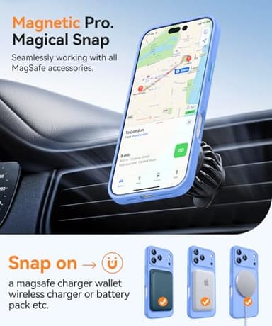 CANSHN Magnetic Compatible with iPhone 17 Pro Max Case, Upgraded [Full Camera Protection] [Compatible with Magsafe] [Translucent Matte] Shockproof Protective Phone Cover 6.9 Inch - Ultramarine - Image 4