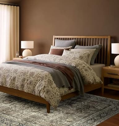 PureCozy Vintage Area Rug 4x5 Brown Entryway Office Washable Carpet Non Slip Bedroom Indoor Living Room Door Mat Low Pile Traditional Distressed Retro Accent Rug for Dining Room Bathroom Kitchen - Image 6