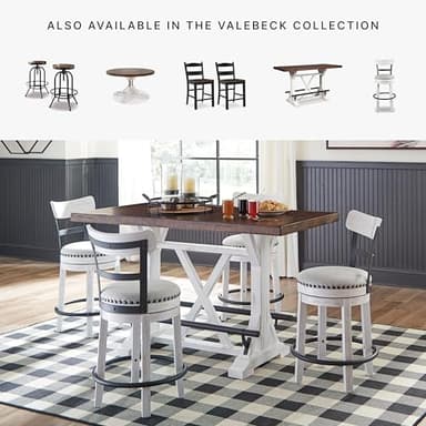 Signature Design by Ashley Valebeck Rustic Farmhouse 36" Counter Height Dining Table, Brown & White - Image 6