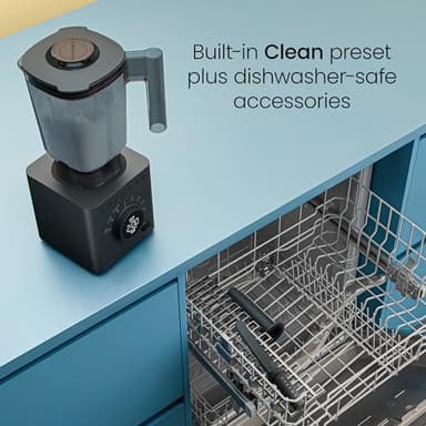 Chefman Obliterator 48 oz Countertop Blender for Smoothies, 1380W Motor to Crush Ice, Nuts, and Frozen Fruit with Stainless Steel Blade, Auto Blend Function, Includes Tamper and Scraper - Midnight - Image 7