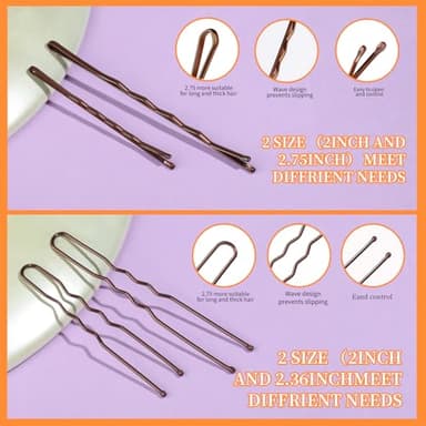 Teenitor 300pcs Bobby Pins Hair Pins Kit, 100 Hair Pin for Women 100 Bobby Pins Brown and 100 Hair Bands, Hair Pins for Buns 2inch 2.36inch 2.75inch - Image 8