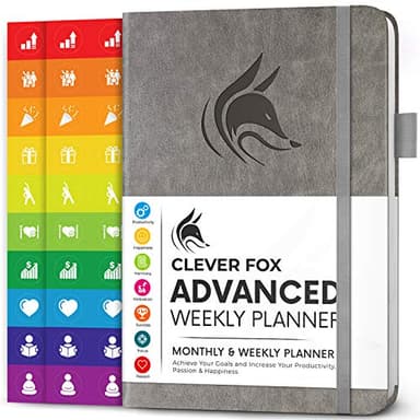 Clever Fox Advanced Weekly Planner – Undated Weekly & Monthly Life Goal Planner for Daily Productivity, Time Management and Hit Your Goals – Day Organizer Journal – Hardcover A5, Gray - Image 1
