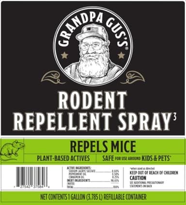 Grandpa Gus's Rodent Repellent Spray with Sprayer, Natural Peppermint & Cinnamon Oils Repel Mice and Stop Rats, 1 Gallon (Pack of 1) - Image 6