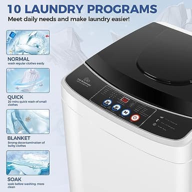 Nictemaw Portable Washing Machine 20Lbs Portable Washer Machine with Drain Pump, 2.8 Cu.ft Compact Washing Machine with 10 Programs 8 Water Levels Laundry Washer for Apartment, Home, Dorms, Rv - Image 3