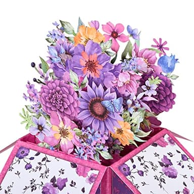 POPGIFTU Mother's Day Pop Up Card, Purple Flower Bouquet Birthday Card for Mom, Mother, Grandma, Women, Wife, Daughter, with Notecard & Envelope - Image 8