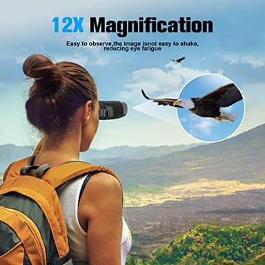 Binoculars 12x25 for Adults and Kids Night Vision Binoculars Compact Binocular Large Eyepiece Waterproof Binocular Wide Field of View for Bird Watching,Hiking,Hunting,Concert with Carrying Bag - Image 2