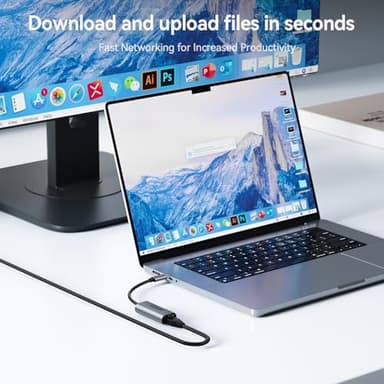 USB C to Ethernet Adapter, 2.5Gbps USB C to RJ45 Ethernet Converter, Thunderbolt 4/3 Compatible, 2.5G Ethernet Adapter for MacBook, iPhone 15/16 Pro Max, XPS, Surface, iPad Pro - Space Gray - Image 3