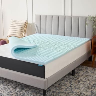 LUCID Gel Infused Memory Foam Mattress Topper – 2 Inch Mattress Topper – 5 Comfort Zones Relieve Pressure – CertiPUR-US Certified Foam - Queen - Image 2